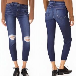 L’AGENCE Abigail Slim Mince Torn Ripped Skinny Jeans Dark Diamond Destructed